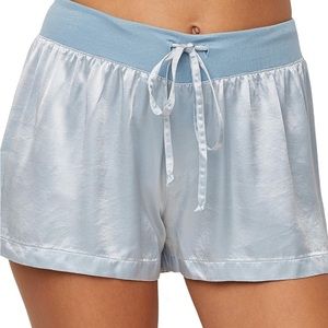 PJ Harlow Satin Pajama Shorts - Morning Blue